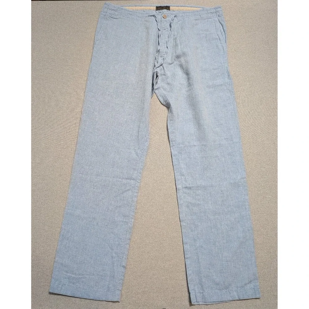 Jos. A. Bank RESERVE Mens Pants Blue 38x32 Linen Blend Relaxed Cotton Drawstring